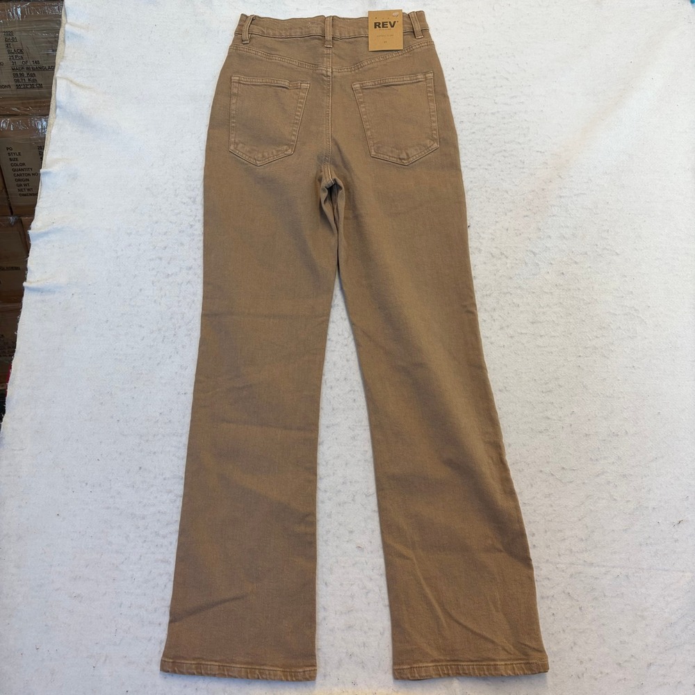 REV Revelation Vintage Flare Jeans Womens 27 Tan Recycled Fibers